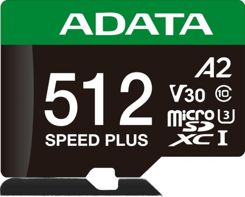 Adata Karta pamięci microSD Speed Plus 512GB UHS1 U3 V30 A2 180/160 MB/s Adata Karta pamięci microSD Speed Plus 512GB UHS1 U3 V30 A2 180/160 MB/s