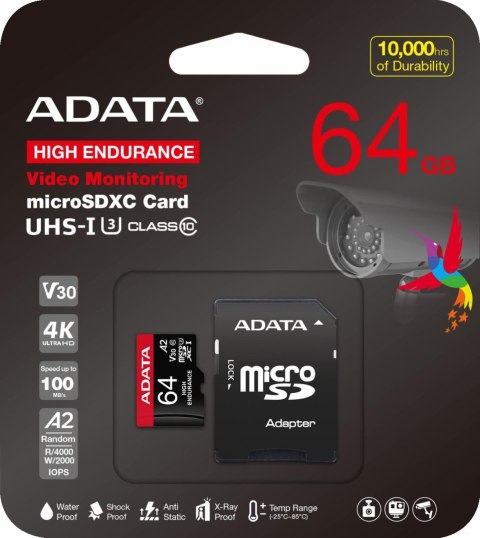 Adata Karta microSD High Endurance 64GB UHS1 U3 V30 A2 100/80MB/s + Adapter