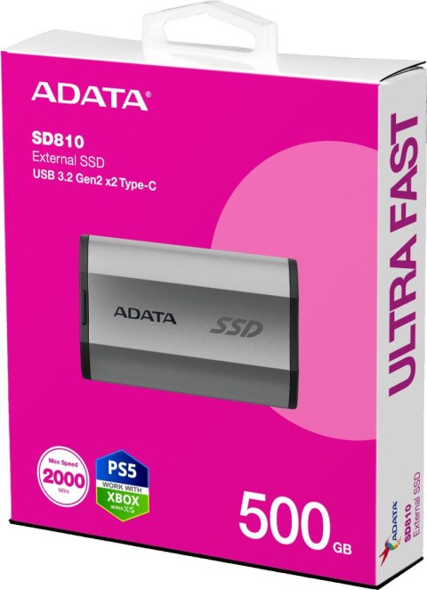 Dysk SSD Adata SD810 External 500GB USB3.2 srebrny Dysk SSD Adata SD810 External 500GB USB3.2 srebrny
