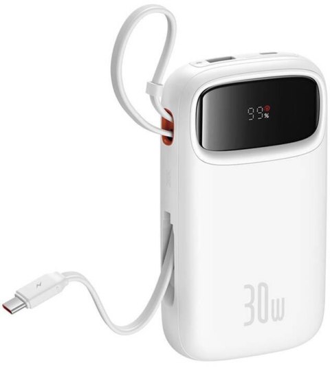 Powerbank Baseus QPow 2 10000mAh 30W z 2 wbudowanymi kablami USB-C - biały Powerbank Baseus QPow 2 10000mAh 30W z 2 wbudowanymi kablami USB-C - biały