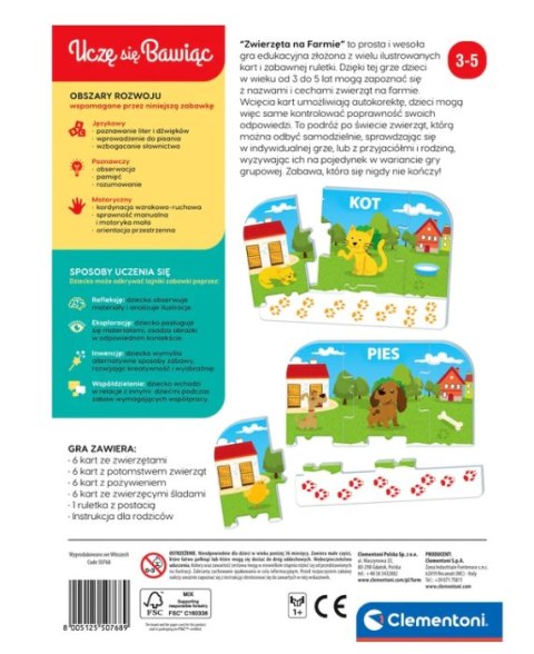 Gra edukacyjna Zwierzęta Na Farmie Uczę się Bawiąc Język Polski Clementoni 50768