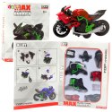 Motocykl Do Składania Skręcania Metal 1:14 DIY Zielono-Czerwony