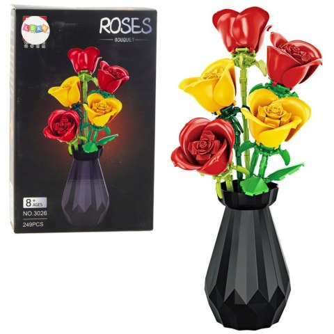 Klocki Konstrukcyjne Bukiet Róż W Wazonie Czerwone Żółte 249 el.