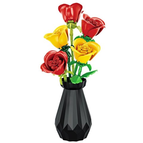 Klocki Konstrukcyjne Bukiet Róż W Wazonie Czerwone Żółte 249 el.