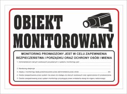 Tabliczka PCV Obiekt Monitorowany z RODO 35x25 cm