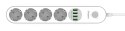 LISTWA ZASILAJĄCA Z WYŁĄCZNIKIEM Energizer 4x SCHUKO 4x USB-A 2500W 10A KABEL 2M LISTWA ZASILAJĄCA Z WYŁĄCZNIKIEM Energizer 4x SCHUKO 4x USB-A 2500W 10A KABEL 2M
