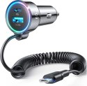 Ładowarka samochodowa 3w1 Joyroom JR-CL07 60W 4.0A PD 3.0 QC 3.0 1x USB-A 1x USB-C z kablem 1.6M Ładowarka samochodowa 3w1 Joyroom JR-CL07 60W 4.0A PD 3.0 QC 3.0 1x USB-A 1x USB-C z kablem 1.6M