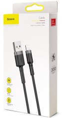 KABEL USB-A / Lightning iPhone Baseus Cafule CALKLF-RG1 300cm Apple 2A CZARNO-SZARY W OPLOCIE KABEL USB-A / Lightning iPhone Baseus Cafule CALKLF-RG1 300cm Apple 2A CZARNO-SZARY W OPLOCIE