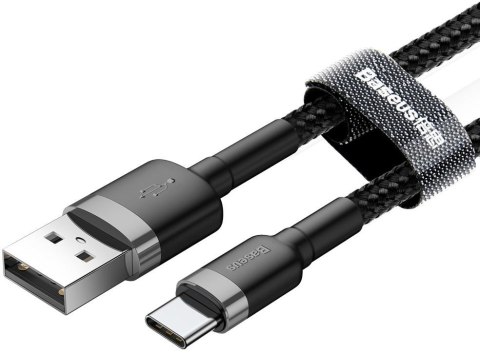 KABEL USB-A / USB-C Baseus Cafule CATKLF-AG1 50cm 3A QC 3.0 CZARNO-SZARY W NYLONOWYM OPLOCIE KABEL USB-A / USB-C Baseus Cafule CATKLF-AG1 50cm 3A QC 3.0 CZARNO-SZARY W NYLONOWYM OPLOCIE