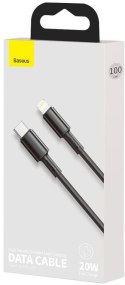 KABEL USB-C / Lightning iPhone Baseus Cafule CATLGD-01 1m 20W PD Quick Charging CZARNY W OPLOCIE KABEL USB-C / Lightning iPhone Baseus Cafule CATLGD-01 1m 20W PD Quick Charging CZARNY W OPLOCIE