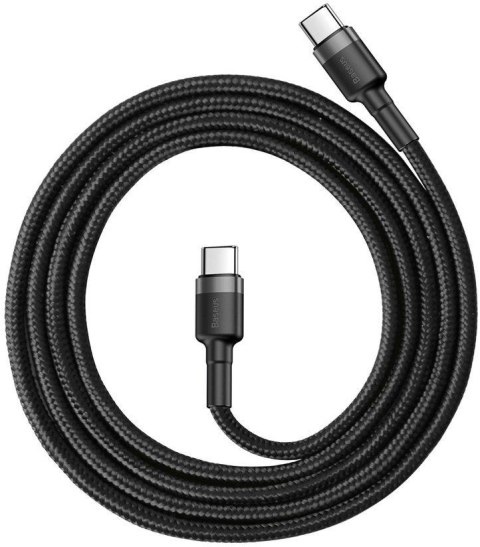 KABEL USB-C / USB-C Baseus Cafule CATKLF-GG1 100cm 60W 3A PD 2.0 QC 3.0 CZARNO-SZARY W OPLOCIE KABEL USB-C / USB-C Baseus Cafule CATKLF-GG1 100cm 60W 3A PD 2.0 QC 3.0 CZARNO-SZARY W OPLOCIE