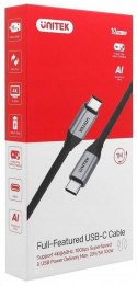 Kabel USB Unitek USB-C na USB-C 10Gbps 4K 60Hz 20V/5A Kabel USB Unitek USB-C na USB-C 10Gbps 4K 60Hz 20V/5A