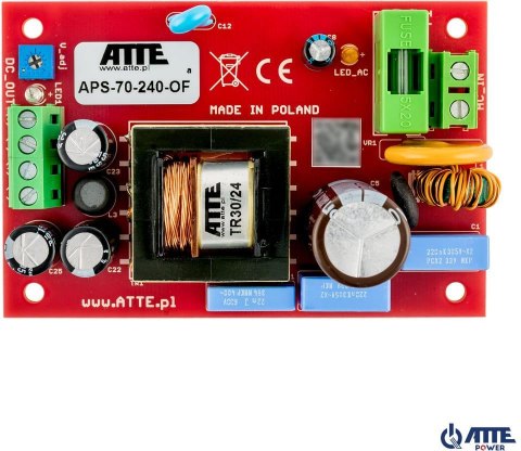 Zasilacz sieciowy SMPS 24V 3A 72W ATTE APS-70-240-OF Zasilacz sieciowy SMPS 24V 3A 72W ATTE APS-70-240-OF