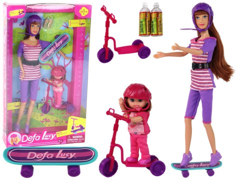 Zestaw Lalek Lucy Purpurowy Hulajnoga Deskorolka Kaski Zestaw Lalek Lucy Purpurowy Hulajnoga Deskorolka Kaski
