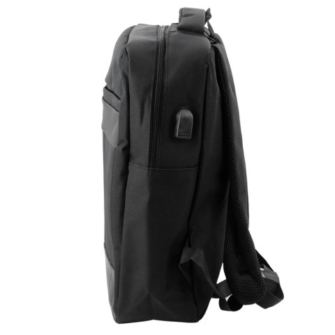 Plecak Miejski Biznesowy USB Przegroda Środkowa Czarny 14L 40cm Plecak Miejski Biznesowy USB Przegroda Środkowa Czarny 14L 40cm
