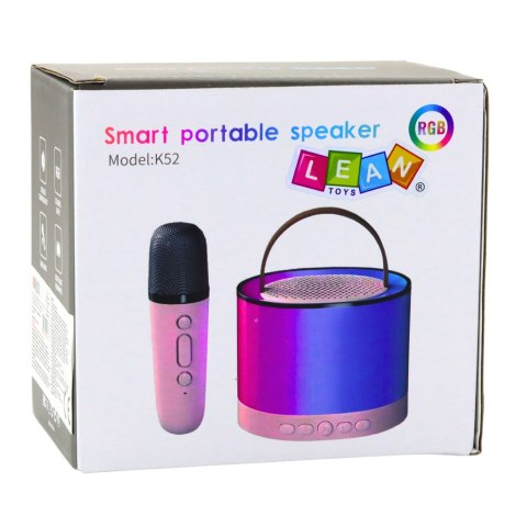Zestaw Do Karaoke Głośnik Mikrofon Bezprzewodowy K52 RGB Bluetooth Różowy