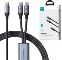 Kabel 2w1 USB-C / 2x USB-C Joyroom Speedy SA21-1T2 150cm 100W w oplocie czarny Kabel 2w1 USB-C / 2x USB-C Joyroom Speedy SA21-1T2 150cm 100W w oplocie czarny