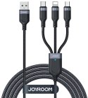 Kabel 3w1 USB-A / USB-C micro-USB Lightning Joyroom S-1T3018A18 120cm 2.4A w oplocie czarny Kabel 3w1 USB-A / USB-C micro-USB Lightning Joyroom S-1T3018A18 120cm 2.4A w oplocie czarny