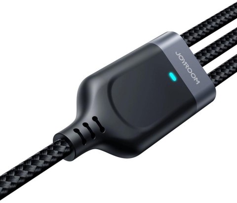 Kabel 3w1 USB-A / USB-C micro-USB Lightning Joyroom S-1T3018A18 120cm 2.4A w oplocie czarny Kabel 3w1 USB-A / USB-C micro-USB Lightning Joyroom S-1T3018A18 120cm 2.4A w oplocie czarny