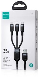 Kabel 3w1 USB-A / USB-C micro-USB Lightning Joyroom S-1T3018A18 120cm 2.4A w oplocie czarny Kabel 3w1 USB-A / USB-C micro-USB Lightning Joyroom S-1T3018A18 120cm 2.4A w oplocie czarny