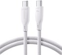 Kabel USB-C / USB-C Joyroom SA34-CC3 100cm 60W 5A PD w oplocie biały Kabel USB-C / USB-C Joyroom SA34-CC3 100cm 60W 5A PD w oplocie biały