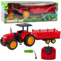 Traktor Farmerski Z Przyczepą Zdalnie Sterowany RC Czerwony Traktor Farmerski Z Przyczepą Zdalnie Sterowany RC Czerwony