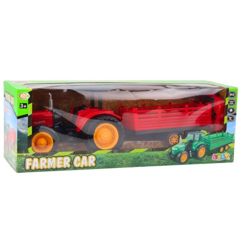 Traktor Farmerski Z Przyczepą Zdalnie Sterowany RC Czerwony Traktor Farmerski Z Przyczepą Zdalnie Sterowany RC Czerwony