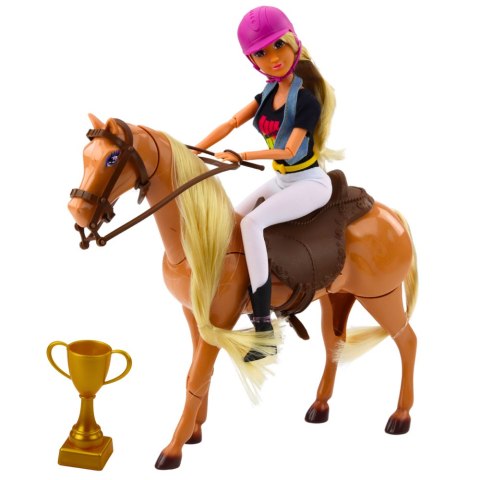 Zestaw Lalka Anlily Z Koniem Puchar Kask Ruchome Kończyny Brązowy