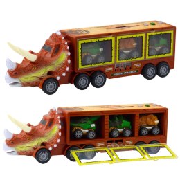 Ciężarówka Dinozaur Triceratops Autka Dinozaury Wyrzutnia Brązowy