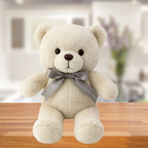 Pluszowa Maskotka Przytulanka Miś Z Kokardą Happy Every Day Biały 55cm