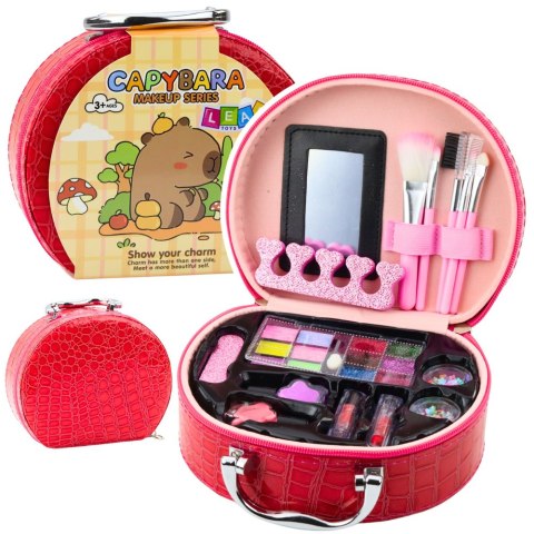Zestaw Kosmetyczka Kapibara Cienie Lakiery Czerwona 15el.