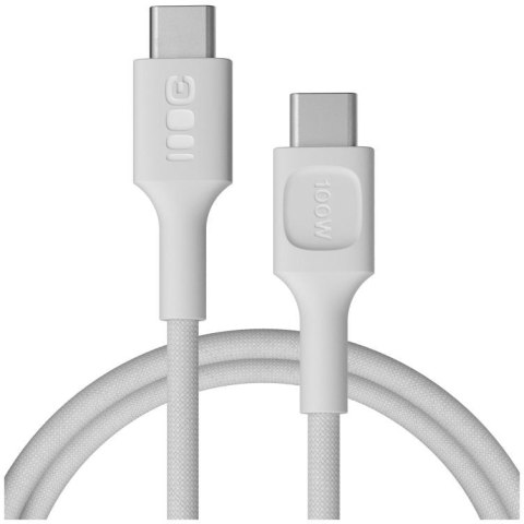 KABEL USB-C / USB-C Greencell PowerStream 120cm PD 100W biały w oplocie KABEL USB-C / USB-C Greencell PowerStream 120cm PD 100W biały w oplocie