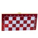 Zestaw Drewniana Gra 3W1 Szachy Tryktrak Warcaby Składana Plansza 24x24cm