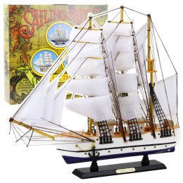 Model Kolekcjonerski Dekoracyjny Statek Żaglowiec Fregata Biały 49x43cm