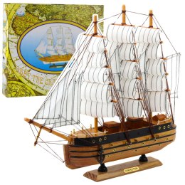 Model Kolekcjonerski Dekoracyjny Statek Żaglowiec Trójmasztowy Biały 39x36cm