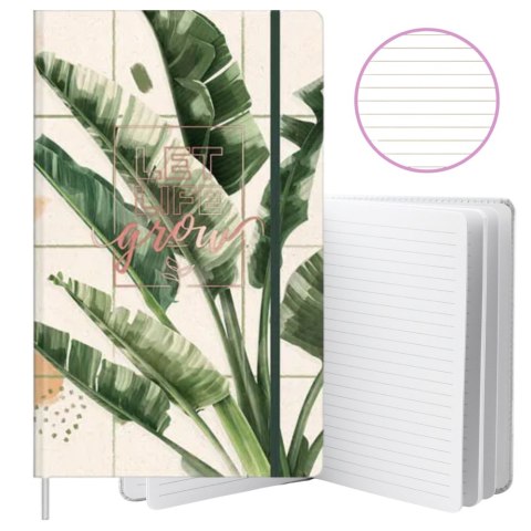 Notatnik Zeszyt Planner W Linie Liście Bananowca Gumka A5 80 Kartek Notatnik Zeszyt Planner W Linie Liście Bananowca Gumka A5 80 Kartek