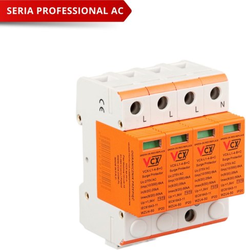 Ogranicznik przepięć klasy B+C 4P (T1T2) 6kA VCX Professional