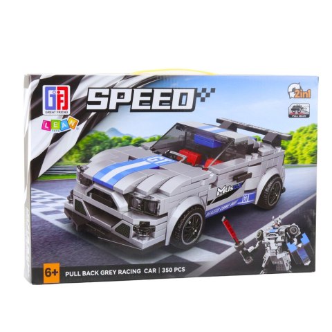 Klocki Konstrukcyjne Auto Robot 2w1 Niebiesko-Szary Napęd 350 el.